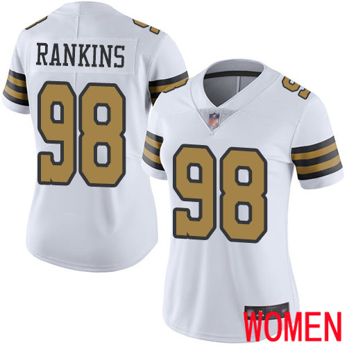 New Orleans Saints Limited White Women Sheldon Rankins Jersey NFL Football #98 Rush Vapor Untouchable Jersey->women nfl jersey->Women Jersey
